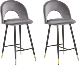 Set van 2 barstoelen FALTON Fluweel Grijs