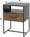 Nachtkastje Blend Robuust Hardhout met Metalen Frame en Lade - 45x35x60 cm - Bijzettafel - Halkastje - Industriële Stijl met Open Opbergvak