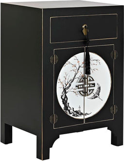 Nachtkastje DKD Home Decor Wit Zwart Gouden Spar Hout MDF 45 x 36 x 66 cm