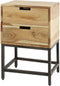 Nachtkastje Flat van Massief Acaciahout met 2 Lades en Metalen Onderstel - Bijzettafel - Halkastje - Minimalistisch Design - 40x30x60 cm - Ideaal voor Slaapkameropslag