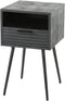 Nachtkastje Matheus Massief Zwart Mangohout met Lade en Open Vak - Bijzettafel - 35x35x60 cm - Stijlvol en Modern Design