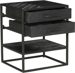 Nachtkastje New York - Bijzettafel - Nachtkast - Kast - Tafel - Mangohout - Zwart - Meubels