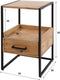 Nachtkastje Niche XS Acacia hout met Open Vak en Lade - Compact Design met Metalen Onderstel - Bijzettafel - Halkastje - 35x35x55 cm - Ideaal voor Kleine Slaapkamers
