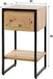 Nachtkastje Straight Wood met lade acacia 30x30x55 cm - Halkastje - Bijzettafel - Minimalistisch design - Zwart metaal