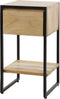Nachtkastje Straight Wood met lade acacia 30x30x55 cm - Halkastje - Bijzettafel - Minimalistisch design - Zwart metaal