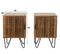 Nachtkastje Tweak Set van 2 Mangohout Links en Rechts - industrieel Design - Zandkleurige Afwerking - 40x30x60 cm