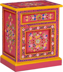 vidaXL - Nachtkastje - handgeschilderd - massief - mangohout - roze