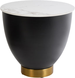 NADINE - Bijzettafel - Wit/Zwart - Gesinterde steen