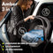 Lionelo Amber - 3in1 Kinderwagen - Reiswieg Buggy Autostoel - ADAC getest - Geveerde luchtbanden - Steen Grijs