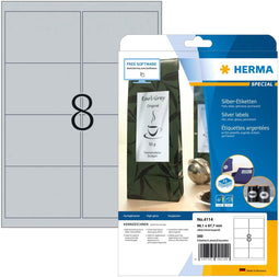 Herma - Etiketten folie - A4 99,1 x 67,7 mm - Zilver (200 pcs)