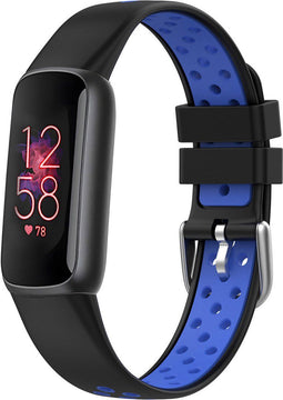 iMoshion Bandje Geschikt voor Fitbit Luxe/Blauw - iMoshion Siliconen sport band zilveren gesp zonder pinnetje - Zwart