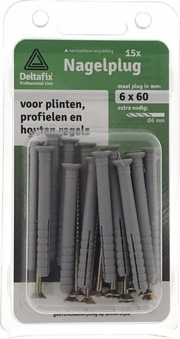 NAGELPLUG 6 MM / 60 MM 15 stuks in verpakking