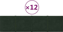 vidaXL - Wandpanelen - 12 - st - 1,08 - m² - 60x15 - cm - fluweel - donkergroen