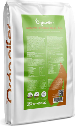 Najaarsmest All-In-One (20kg, 400m2) - Rijk aan Kalium - Gazonmest Najaar - Gazonsmeststof - Organische Meststof - Najaarsmest - Verhoogt de Weerstand van het Gazon tegen Vorst, Droogte, Ziektes en Betreding - Organifer