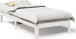 vidaXL - Bedframe - zonder - matras - massief - grenenhout - wit - 90x200 - cm
