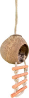 Namture - Kokosnoot Vogelvoederhuisje - 100% Natuurlijk - Inclusief Houten Trapje - Voederhuisje Hangend - Vogelhuisje - Voederhuisje Voor Vogels