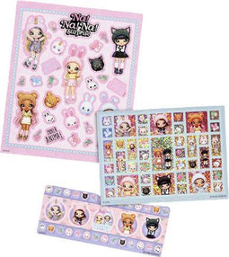 nanana surprise glitter stickers Papier Roze 3-vellen in envelop verpakking Totum stickerset