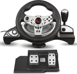 NanoRS RS700 Gaming racestuur 270 ° stuurbereik versnellingspook gas- en rempedaaltrillingen 8 in 1 stuur Compatibel met Xbox ONE / PC (X-Input / D-Input) / Android / Xbox One S