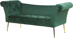 NANTILLY - Chaise longue - Groen - Symmetrisch - Fluweel