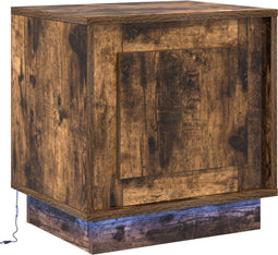 vidaXL - Nachtkastje - met - LED-verlichting - Gerookt - Eiken - 44x34,5x45 - cm