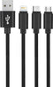 Setty 3-in-1 USB-kabel - 1 m - Snel opladen 2A - Zwart
