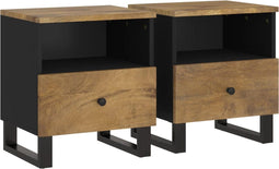 vidaXL - Nachtkastjes - 2 - st - massief - mangohout - en - bewerkt - hout