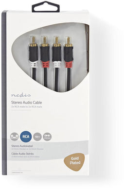 Nedis CABW24200AT100 - RCA Kabel - 1m - Grijs