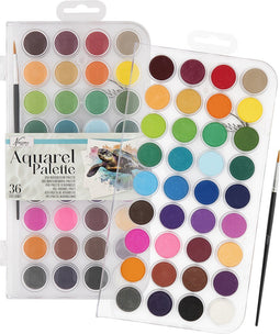Nassau Fine Art Aquarelverf Set 36 Kleuren + 1 Penseel - Aquarelverf voor Volwassenen en Beginners - Aquarelverf Napjes - Creatief en Hobbyverf