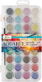 Nassau Fine Art Metallic Aquarelverf Set 36 Kleuren + 1 Penseel - Metallic Aquarelverf voor Volwassenen en Beginners - Aquarelverf Napjes - Creatief en Hobbyverf