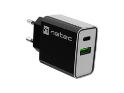 NATEC USB CHARGER RIBERA USB-A+USB-C 20W PD BLACK