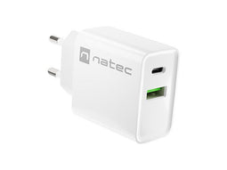 NATEC USB CHARGER RIBERA USB-A+USB-C 20W PD WHITE