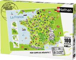 Nathan 86732 - Puzzle - Tarjeta de Francia - 100 Piezas