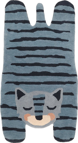 Nattiot - Blue Tiger Vloerkleed Kinderkamer & Babykamer - Tapijt 65 X 125 cm