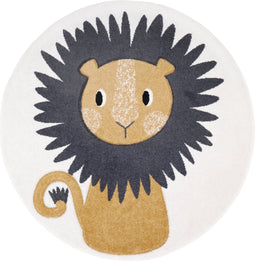 Nattiot - Leeuw Jaggo Rond Vloerkleed Voor Kinder & Babykamer - Tapijt ∅ 120 cm