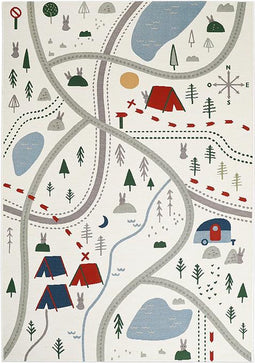 Nattiot - Little Camper Vloerkleed/Tapijt Voor Kinderkamer - Afmetingen 123 x 180 cm
