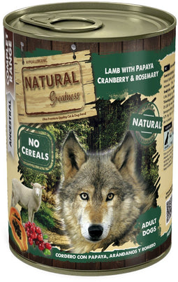 NATURAL GREATNESS - DOG - LAMB WITH PAPAYA, CRANBERRY AND ROSEMARY 6 x 400 GR