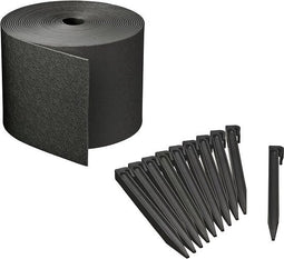 Nature Borderrandset H15 cm x 10 m met pen zwart