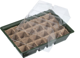 Nature - Kweekbak/kweekkastje met deksel - Inclusief turfpotplaat - 33 x 23 cm - met 24 kweekpotjes