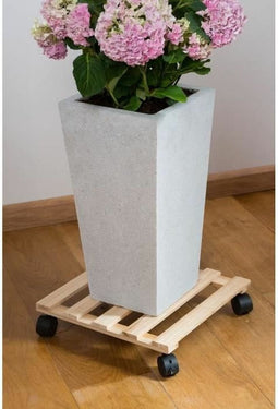 Nature - Planttrolley met wieltjes - H7,4 x 35 x 35cm - Naturel - vurenhout