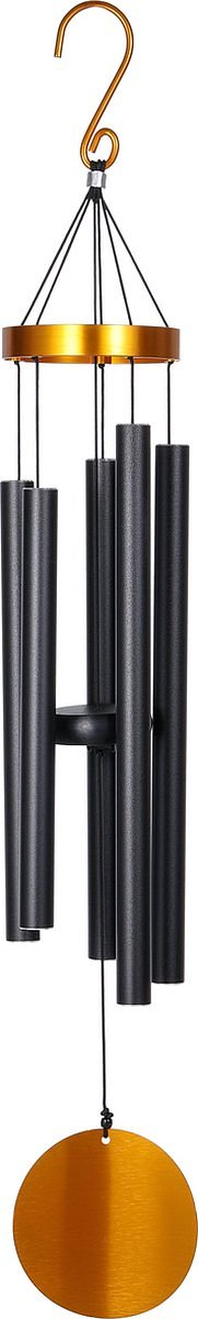 Nature's Melody Windgong Aureole Tunes Zwart met Goud, MJT36GD, 99 cm