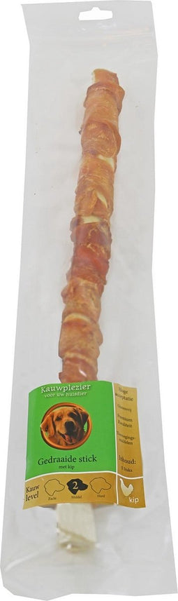 Natuurlijke snack zak gedraaide stick met kip 40 cm
