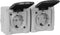 Nautic Dubbel Stopcontact - IP44 - met Randaarde - Horizontaal - Antraciet / Wit