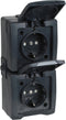 Nautic Dubbel stopcontact - spatwaterdicht - verticaal - antraciet - IP44