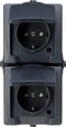 Nautic Dubbel stopcontact - spatwaterdicht - verticaal - antraciet - IP44