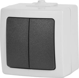 Nautic Serieschakelaar - Opbouw - Spatwaterdicht - Antraciet/Wit - IP44