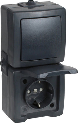 Nautic Verticaal stopcontact - spatwaterdicht - randaarde - antraciet - IP44