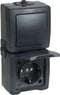 Nautic Verticaal stopcontact - spatwaterdicht - randaarde - antraciet - IP44