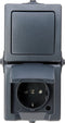 Nautic Verticaal stopcontact - spatwaterdicht - randaarde - antraciet - IP44