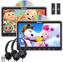 NAVISKAUTO - Dubbele 10,5 inch Draagbare DVD-speler voor de Auto - Slot-in Ontwerp - Hoofdsteunmonitor met HDMI - 1080p HD - Regiovrij