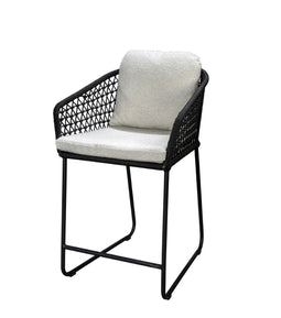 Yoi - Bara high dining chair alu black/rope black/wool white AW incl. kussens